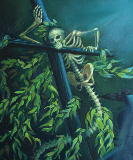 An undead mermaid on a sunken ship