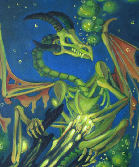 An undead dragon resting on thermal vents